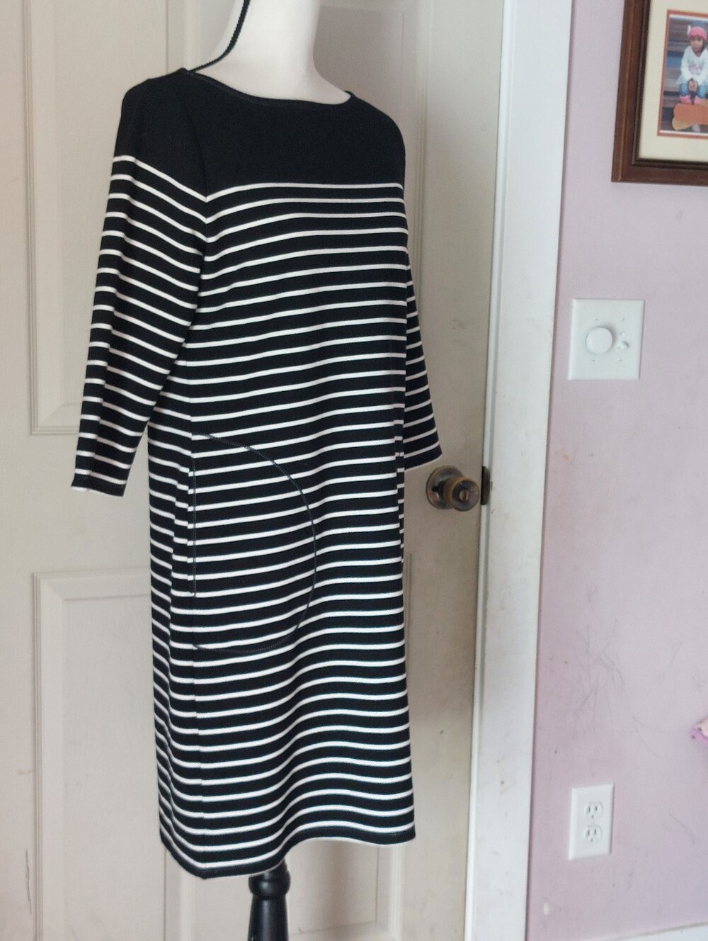 Max Studio Black White Colorblock Striped Dress Size Medium - Picture 5 of 9